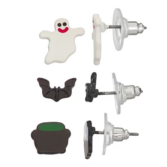 Jewelry - NWT Black Bat, White Ghost & Cauldron Earrings Set of 3